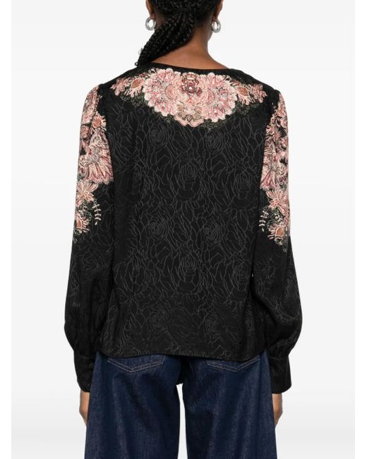 Twinset Black Floral-Lace Shirt