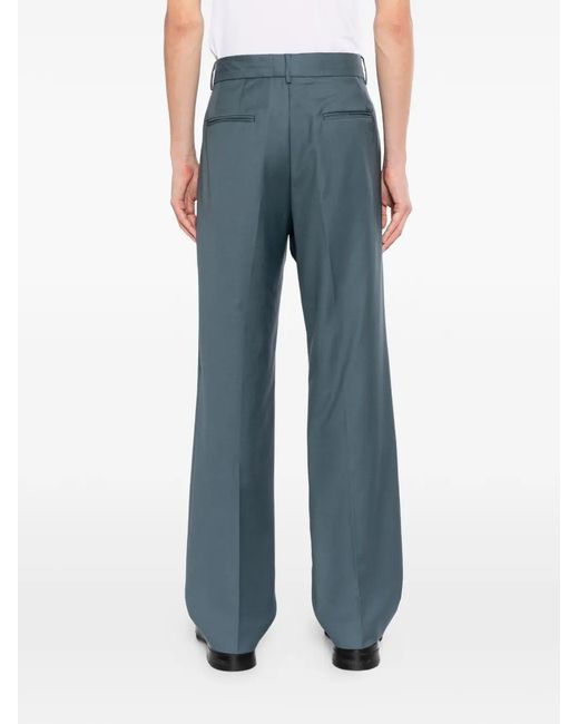 KENZO Blue Virgin-Wool Tailored Trousers for men