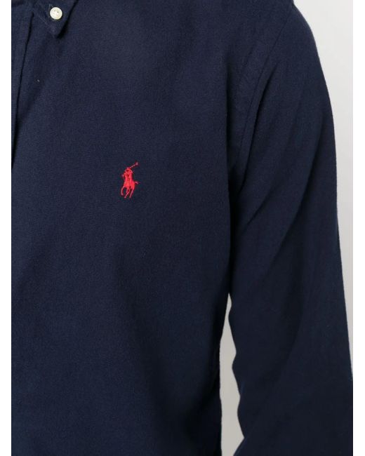 Polo Ralph Lauren Blue Polo Pony Button-Up Cotton Shirt for men