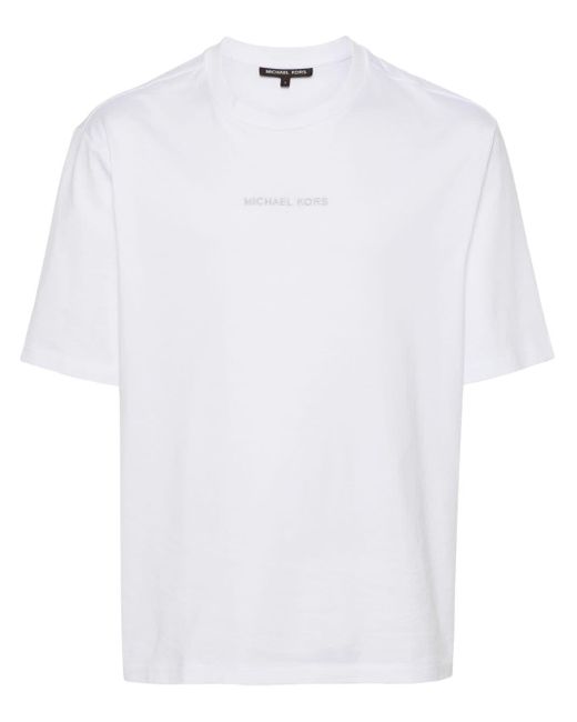 Michael Kors Logo-embroidered Cotton T-shirt in het White voor heren