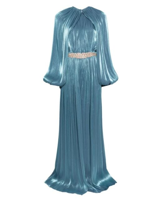 Costarellos Blue Verziertes Jazmin Maxikleid Mit Falten