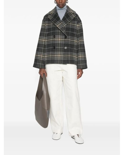 Bompard Black Tartan Double-Breasted Jacket