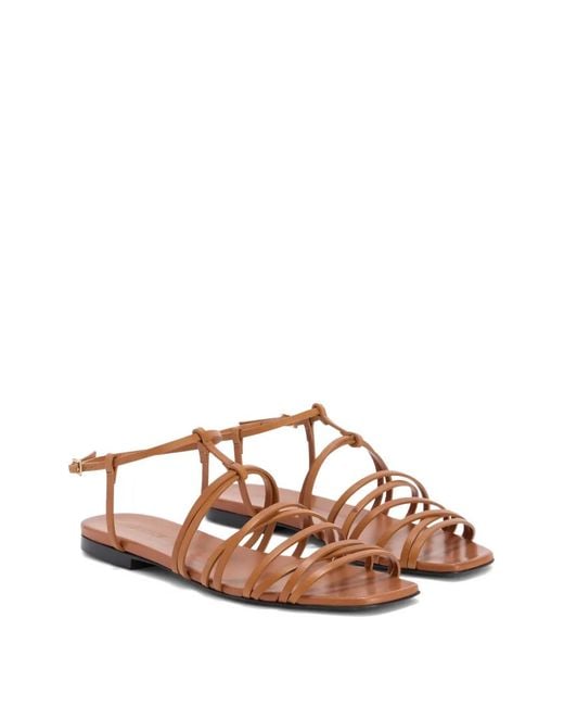 Jil Sander Brown Leather Flat Sandals