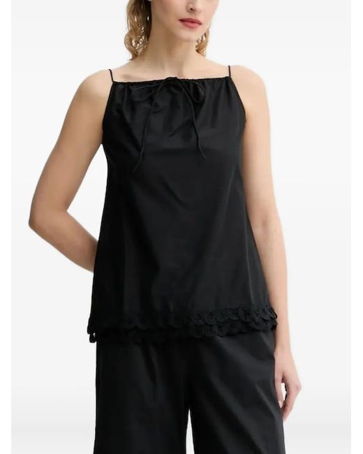 By Malene Birger Black Lace-Trimmed Drawstring Top