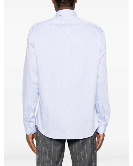 Boss White Micro-Pattern Long-Sleeve Shirt for men