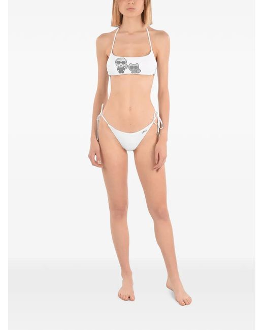 Karl Lagerfeld Natural Studded Bandeau Bikini Top