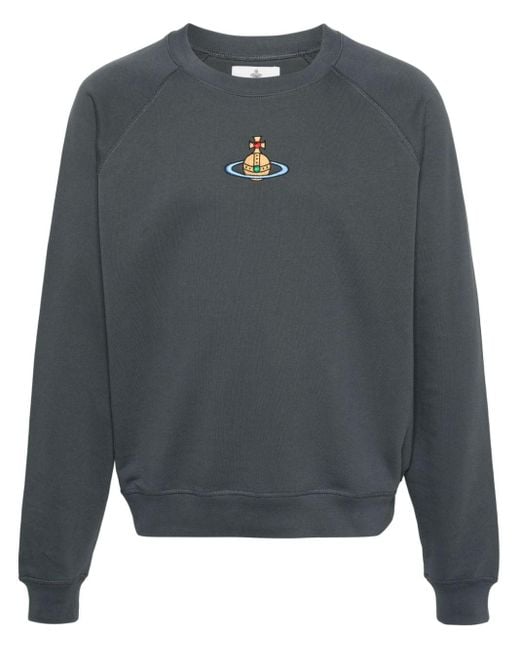 Vivienne Westwood Gray Orb-embroidery Cotton Sweatshirt
