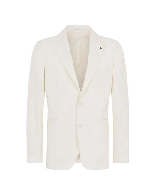 Tagliatore White Single-Breasted Wool Jacket for men