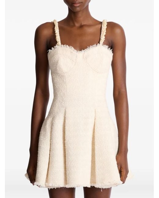 Balmain White Sweetheart-Neck Mini Dress