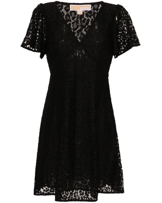 MICHAEL Michael Kors Black V-neck Lace Mini Dress