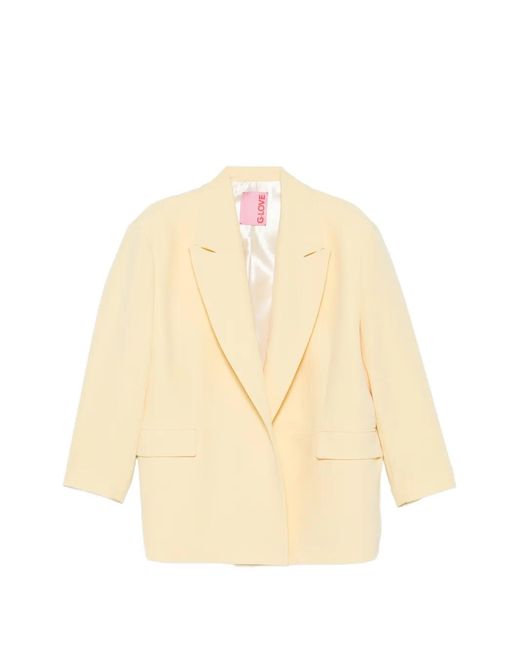 Carla G Natural Peak-Lapel Flap-Pocket Blazer