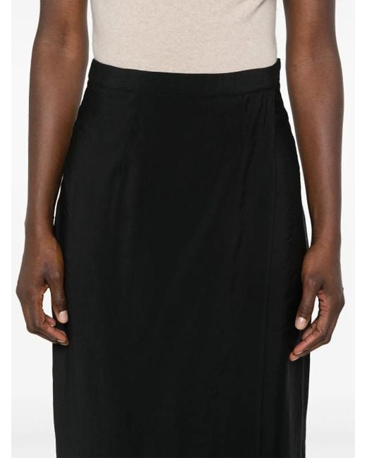 Gentry Portofino Black Textured Wrap Midi Skirt