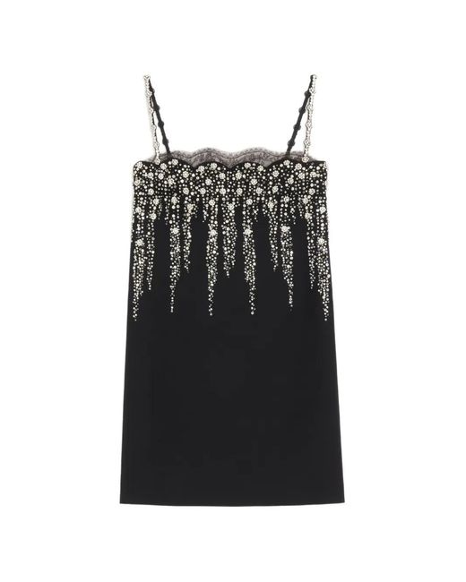 Valentino Garavani Black Embroidered Crepe Couture Short Dress