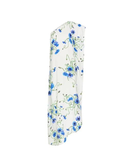 Stella McCartney Blue Floral-Print One-Shoulder Maxi Dress