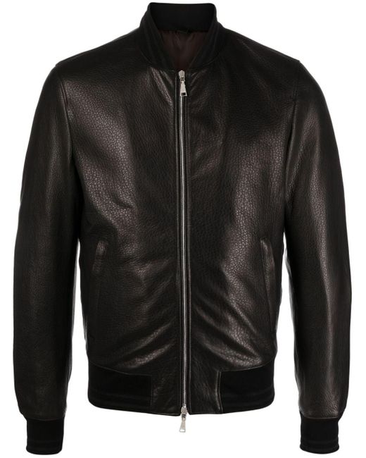 Tagliatore Black Justin Leather Biker Jacket for men
