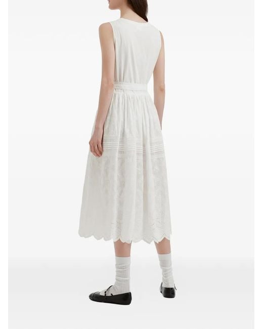 B+ AB White Broderie-Anglaise Belted Midi Dress