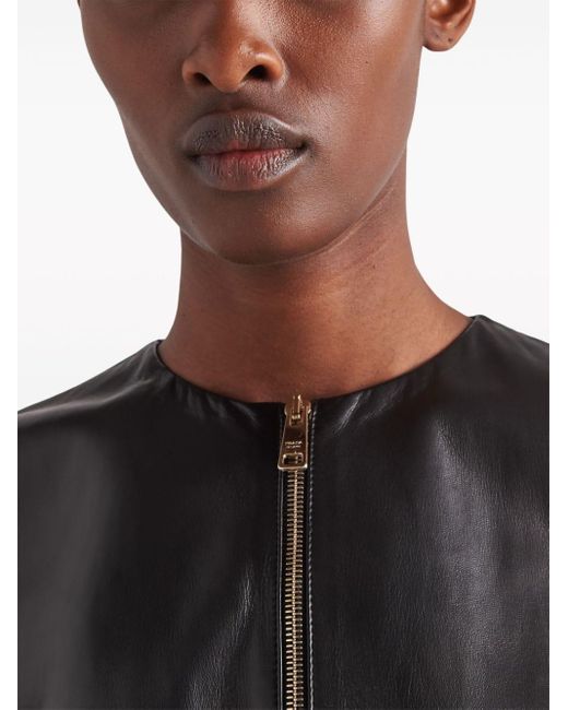 Prada Black Zip-up Leather Vest