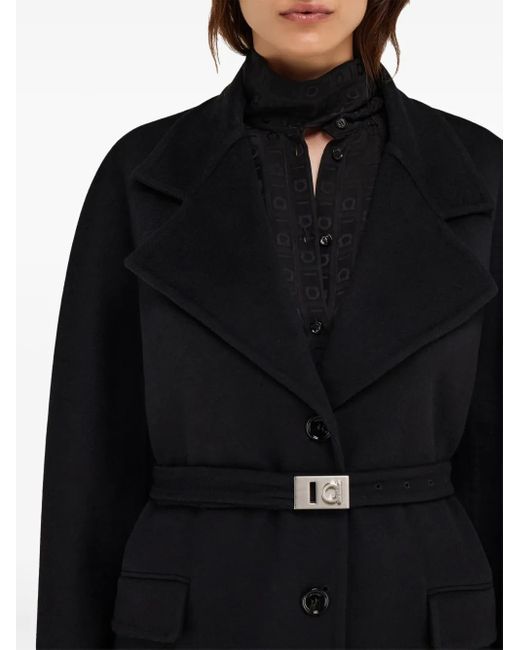 Ferragamo Black Wool-Blend Coat