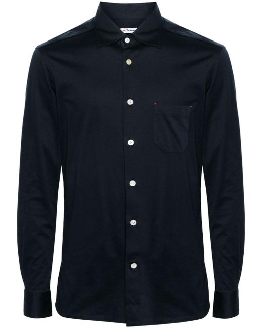 Kiton Blue Classic-collar Cotton Shirt for men