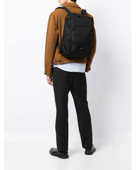 Agnes B. Black Logo-Print Zip-Up Backpack for men
