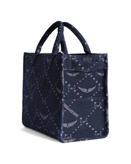 Zadig & Voltaire Blue Angel Monogram Denim Tote Bag