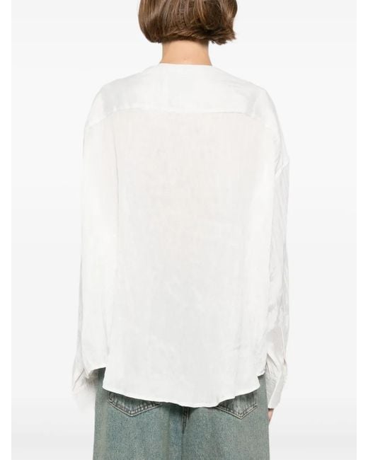 R13 ツイストネック シャツ White