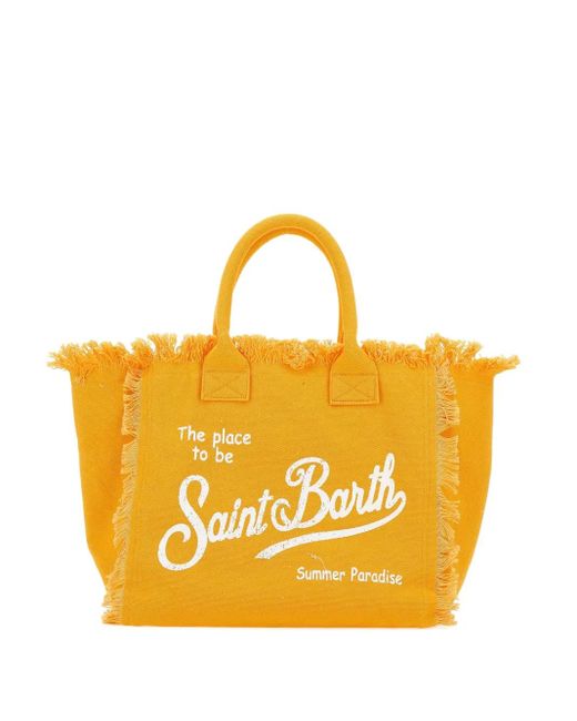 Mc2 Saint Barth Vanity Fringed Logo Tote Bag Yellow