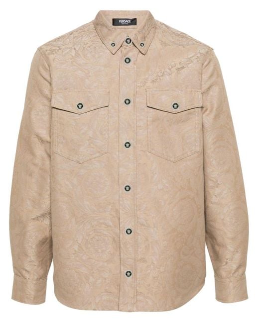 Versace Overhemd Met Barok Jacquard in het Natural voor heren