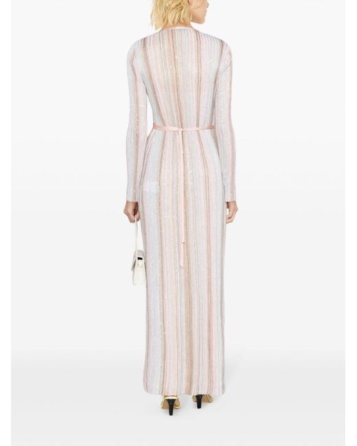 Missoni White Sequin-Embellished Wrap Maxi Dress