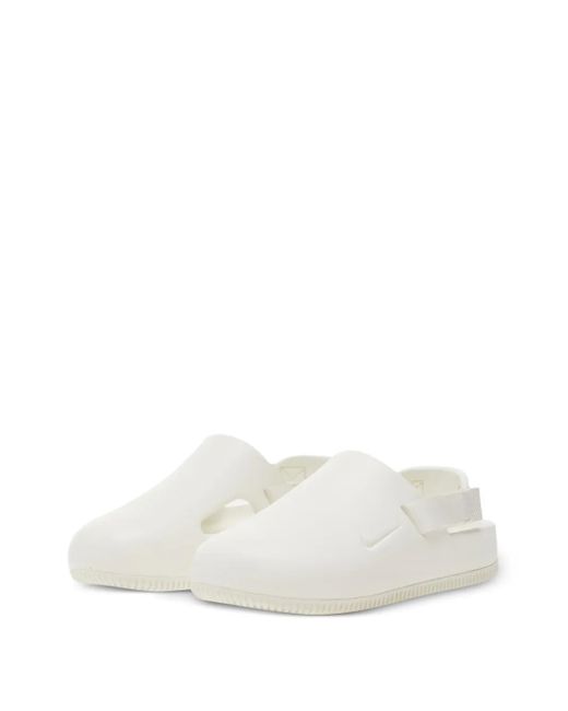 Nike White Debossed-Logo Slingback Mules