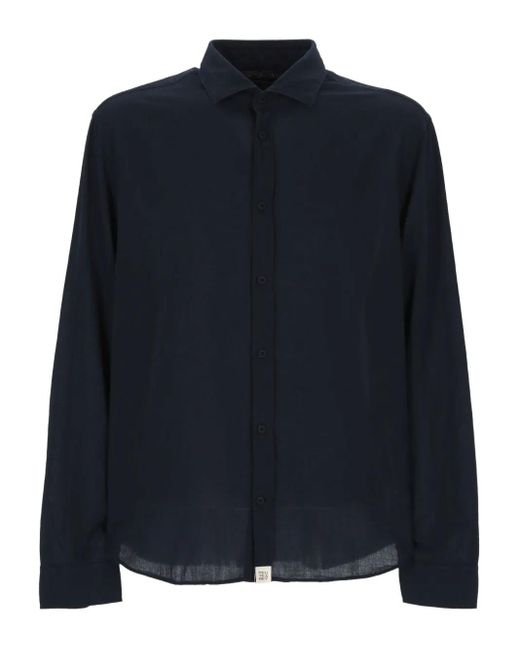 Peuterey Blue Long-Sleeve Cotton Shirt for men