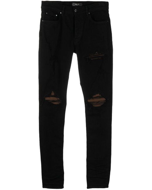 Amiri Distressed Ultra Suede Jeans in Black for Men - Lyst