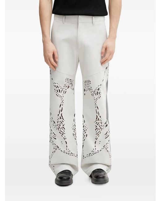 HELIOT EMIL Gray Roan Laser-Cut Trousers for men