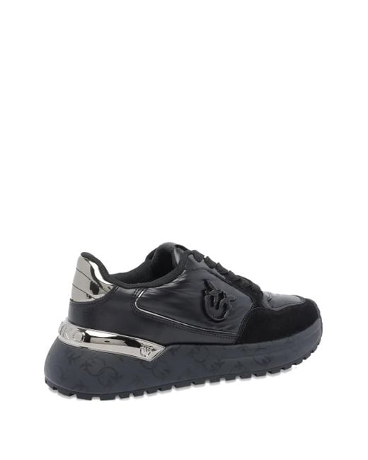 Pinko Black Metallic-Panel Chunky-Sole Sneakers