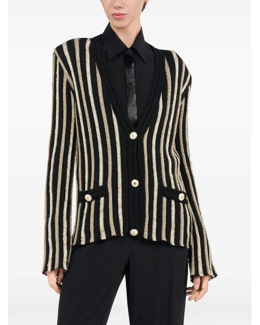 Roberto Cavalli Gestreept Button-Up Vest in het Black