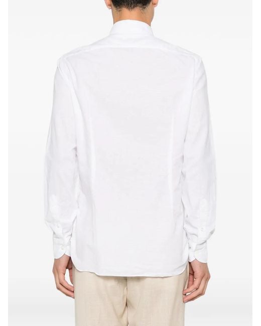 Luigi Borrelli Napoli White Rio Spread-Collar Shirt for men