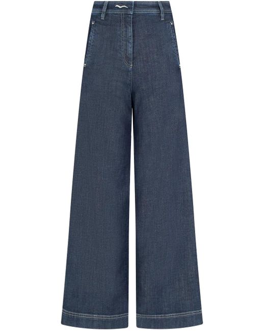 Giorgio Armani Blue Wide-Leg Jeans