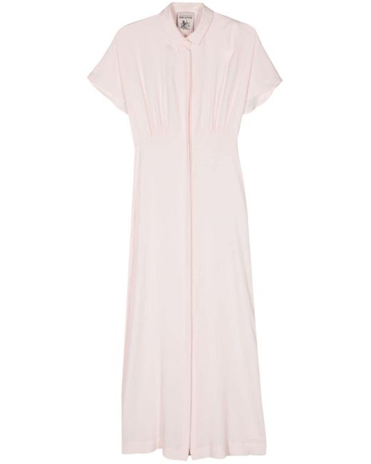 Semicouture Pink Ruched-detail Crepe Shirtdress