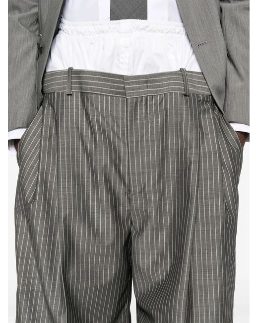 Hed Mayner Gray Layered-Design Trousers for men