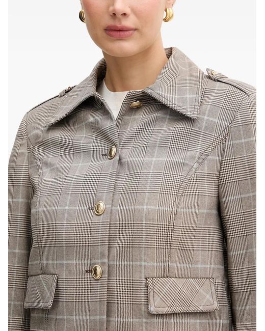 Guess Gray Check Button Cropped Jacket
