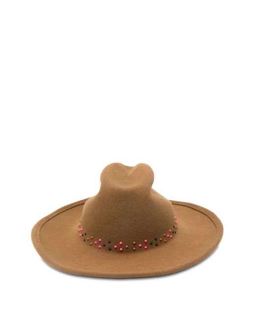 Maison Michel Brown Beaded Felt Hat