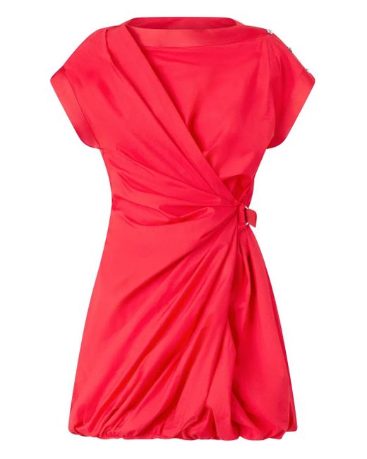 Robe Courte Asymétrique Drapée Pinko en coloris Red