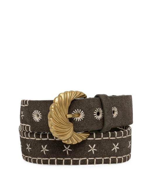 INTROPIA Gray Lilit Embroidered Buckle-Fastening Belt