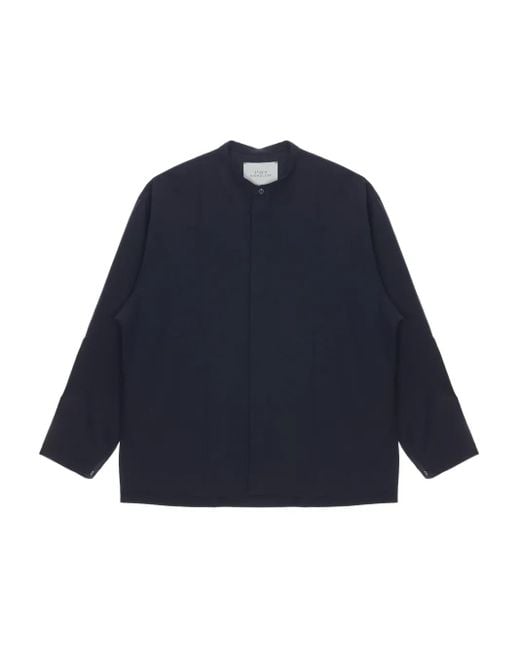 Studio Nicholson Blue Karst Grandad-Collar Shirt for men