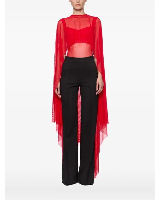 Atu Body Couture Red Semi-Sheer Bodysuit