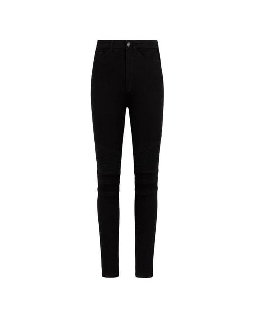 Roberto Cavalli Black Biker-Style Ribbed-Panel Jeans