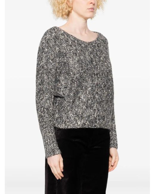 Twinset Gray Speckled-Pattern Knit Top