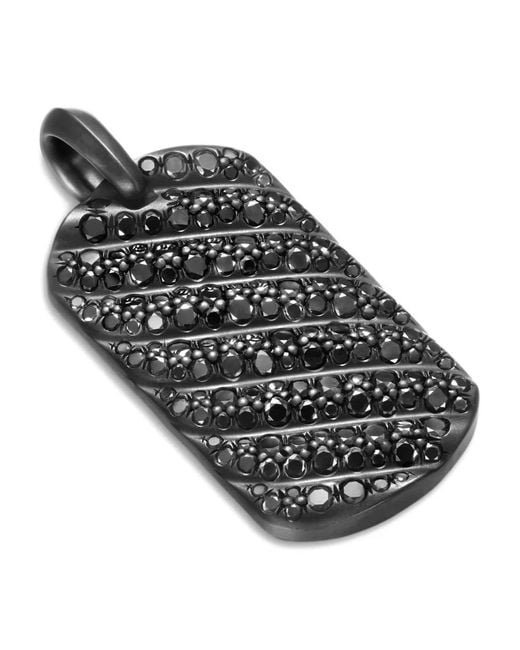 David Yurman Black Sculpted Cable Diamond Tag for men