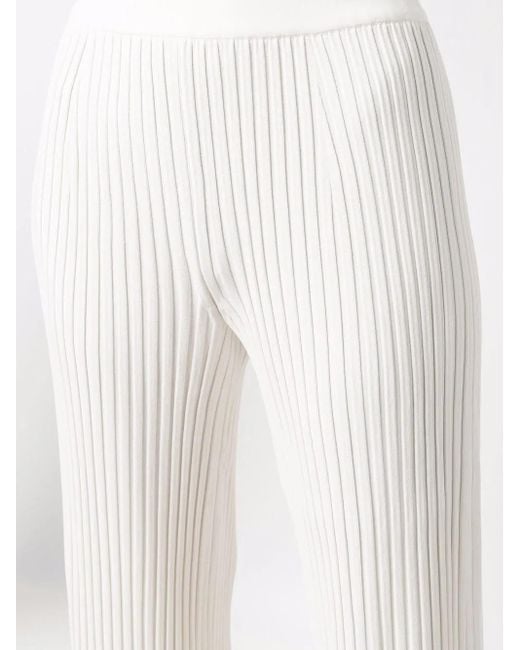 Mrz White Ribbed Knitted Trousers