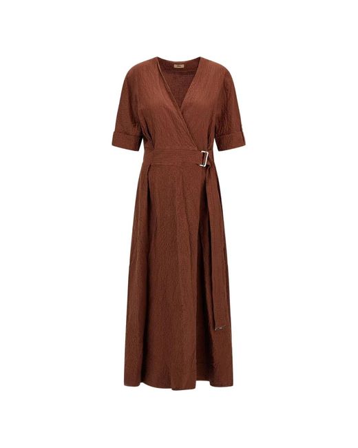 Herno Brown Robe Ceinturée À Volants